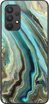 Leuke Telefoonhoesjes - Hoesje geschikt voor Samsung Galaxy A32 4G - Marmer mint - Backcover zwart - Marmer - Blauw