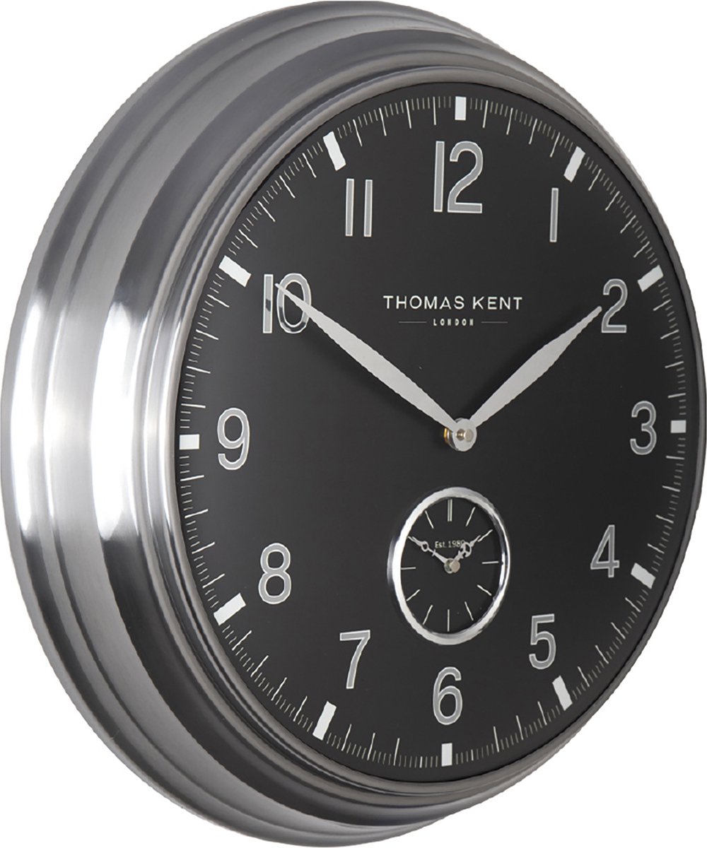Thomas Kent - Klok Timekeeper zwart - zilver Ø71CM