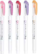 Zebra Mildliner Brush Pennen – Set van 5 Valentijn Colors  Verpakt in een Handige Zipperbag