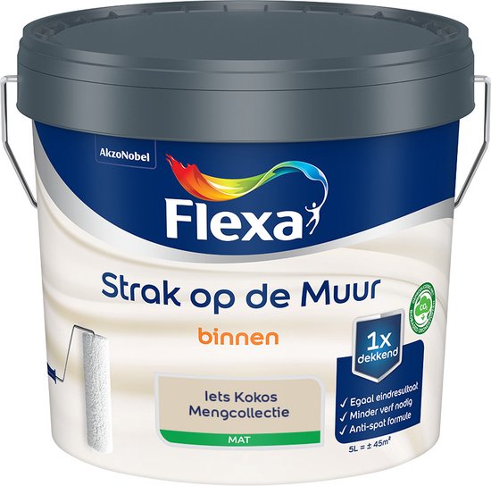 Foto: Flexa strak op de muur muurverf mengcollectie iets kokos 5 liter