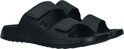 Twee zwarte ECCO sandalen met klittenbandsluitingen.