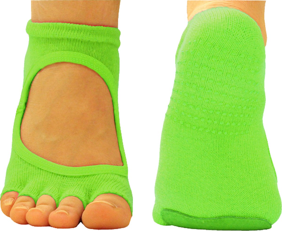 Norfolk Anti-Slip Yoga en Pilates Sokken met Leren Pads - Ballet - Dans - Teensokken - Groen - 36-40 - Shakira