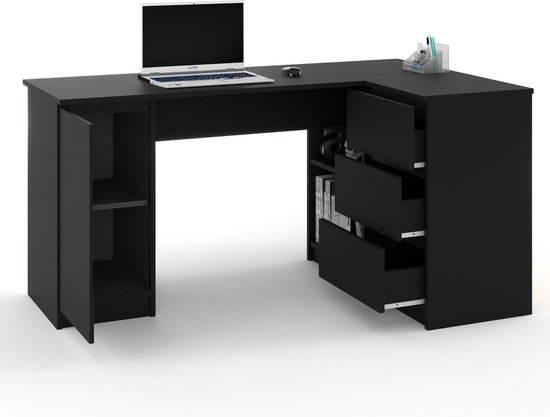 AZ Home Hoekbureau Greg Rechts Zwart Bureau Computer Desk