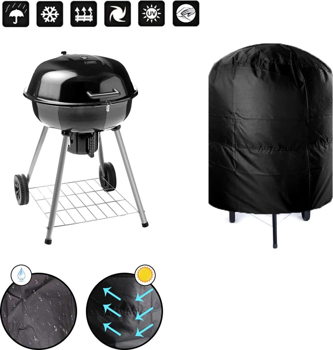 BBQ hoes BBQ accessoires Waterdichte en UV beschermhoes voor barbecue Ronde BBQ... bol