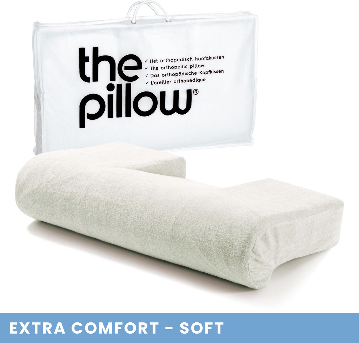 The Pillow Extra Comfort Zacht Orthopedisch kussen Soft Latex Hoofdkussen voor Nekklachten Kussen voor Nek inclusief Velours Kussensloop 63x36x15cm
