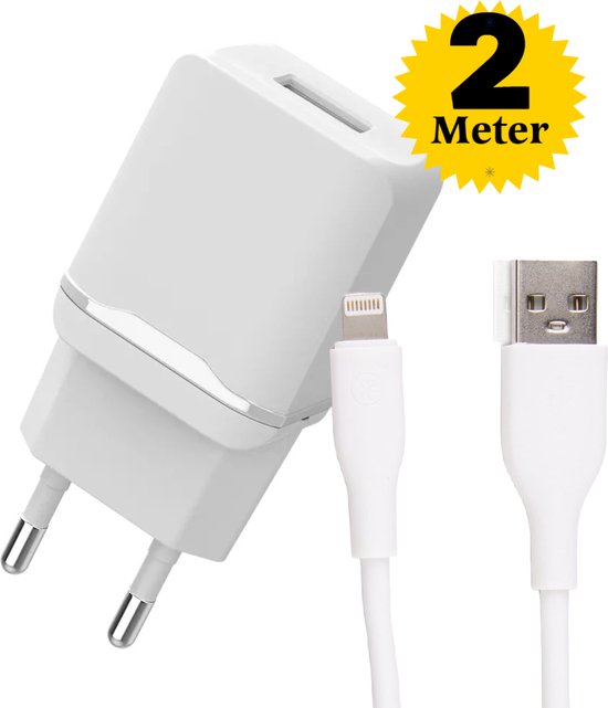 Phreeze 12W USB Power Adapter - Geschikt voor oudere iPhone - Oplader met Kabel 2 Meter