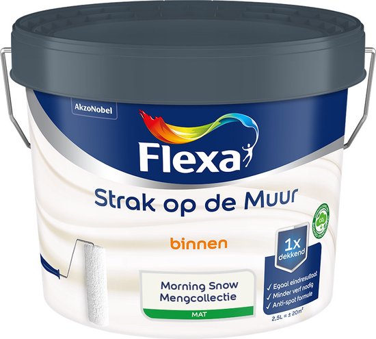 Foto: Flexa strak op de muur muurverf mengcollectie morning snow 2 5 liter