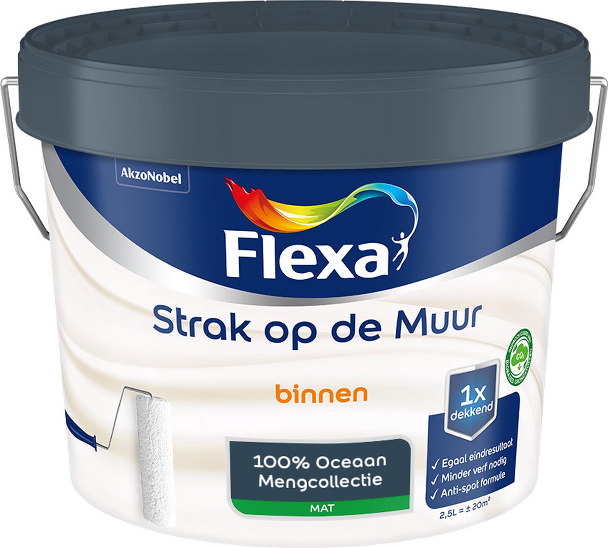 Flexa - Strak op de muur - Muurverf - Mengcollectie - 100% Oceaan - 2,5 liter