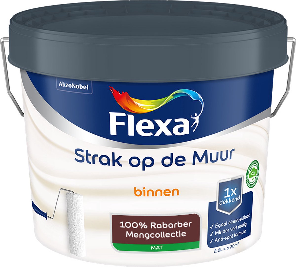 Flexa - Strak op de muur - Muurverf - Mengcollectie - 100% Rabarber - 2,5 liter