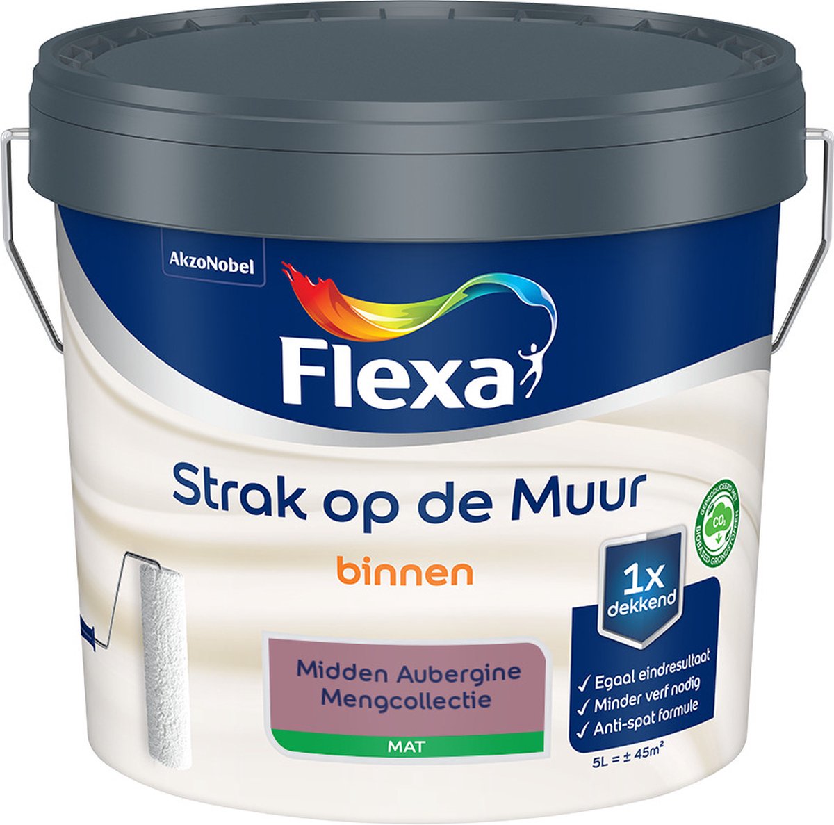 Flexa - Strak op de muur - Muurverf - Mengcollectie - Midden Aubergine - 5 Liter