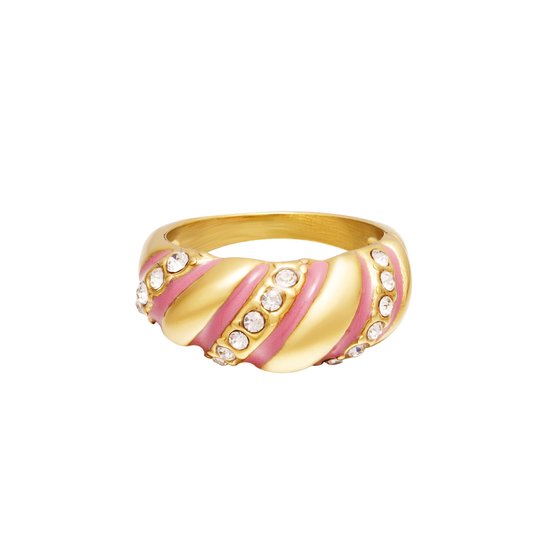 Ring swirl - roze - maat 16 | Cadeau voor haar | Tieners | Moederdag