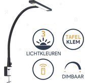LIFETASTIC� LED Bureaulamp met Tafelklem - Dimbaar - incl. Afstandsbediening - Zeer stevig - Klemlamp - Thuiswerkplek Monitor Lamp - Thuiswerken - Handwerklamp - Borduurlamp - Hobbylamp - Zwart