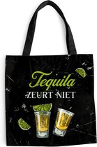 MuchoWow® Schoudertas - Strandtas - Big Shopper - Boodschappentas - Tequila - Quote - Glazen - 45x45 cm - Katoenen tas - Cadeau voor vrouw - Cadeau voor man