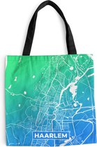 MuchoWow® Schoudertas - Strandtas - Big Shopper - Boodschappentas - Stadskaart - Haarlem - Blauw - Groen - 45x45 cm - Katoenen tas