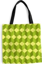 MuchoWow® Schoudertas - Strandtas - Big Shopper - Boodschappentas - Patroon - Groen - Blokken - 45x45 cm - Katoenen tas