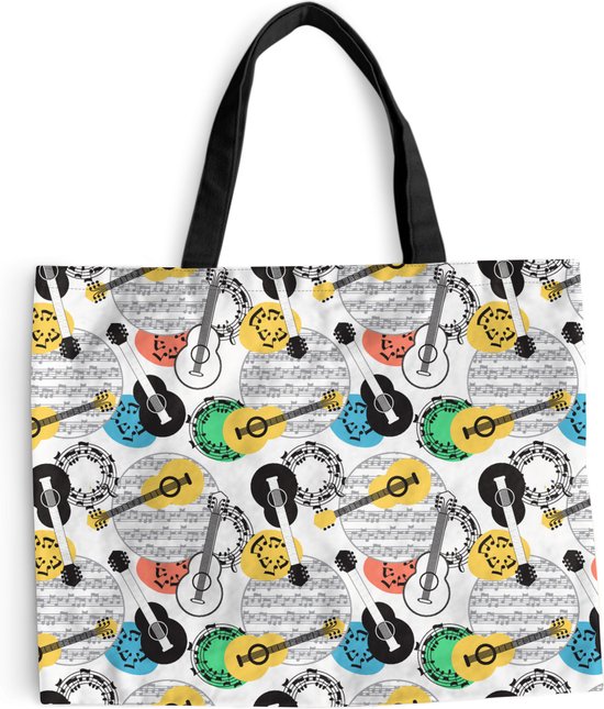 Sac Bandoulière - Sac Plage - Shopper Guitare - Musique - Motifs - Abstrait - 50x40 cm - Sac Coton