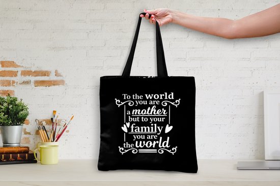 Sac Bandoulière - Sac De Plage - Shopper Fête Des Mères - Citation - Zwart - Wit - 40x40 cm - Sac Coton