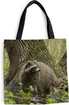 MuchoWow® Schoudertas - Strandtas - Big Shopper - Boodschappentas - Wasbeer - Wild - Bos - 40x40 cm - Katoenen tas