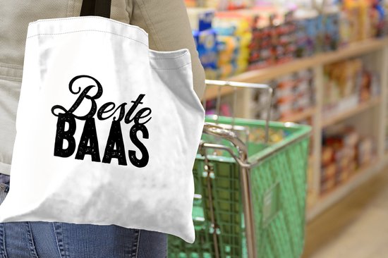 MuchoWow® Schoudertas - Strandtas - Big Shopper - Boodschappentas - 'Beste baas' - Spreuken - Quotes - 45x45 cm - Katoenen tas