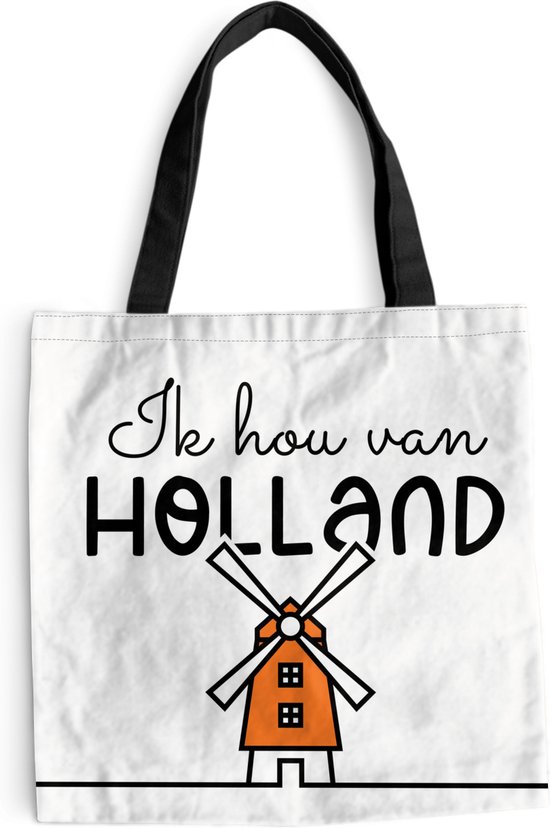 Schoudertas - Strandtas - Shopper Ik hou van Holland - Molen - Oranje -  45x45 cm -... | bol.