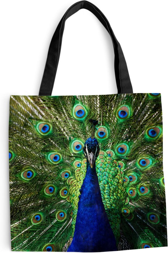 Sac bandoulière - Sac de plage - Shopper Paon - Ressorts - Yeux - 45x45 cm - Sac coton