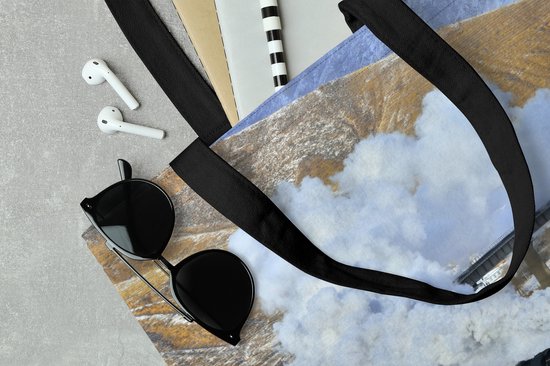 Sac bandoulière - Sac de plage - Shopper Locomotive à vapeur dans un environnement enneigé - 45x45 cm - Sac en coton