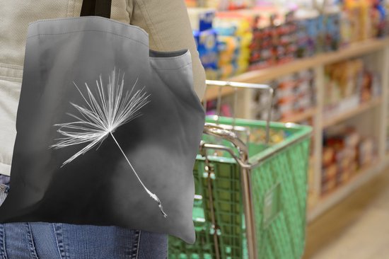 MuchoWow® Sac bandoulière - Sac de plage - Big Shopper - Sac shopping - Graine de pissenlit en noir et blanc - 40x40 cm - Sac en coton