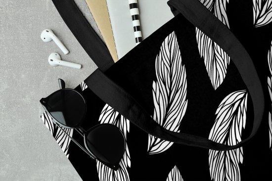 Sac Bandoulière - Sac de Plage - Motif Shopper - Ressorts - Wit - 40x50 cm - Sac en coton