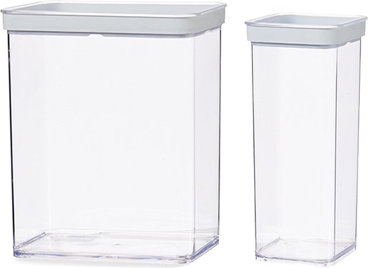 Gondol Plastics 7x kunststof voedsel voorraad potten/bakjes set met deksel 1.5 en 3.3 liter