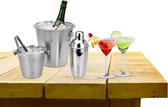 Complete bar set met 4x Margarita cocktailglazen en cocktailshaker