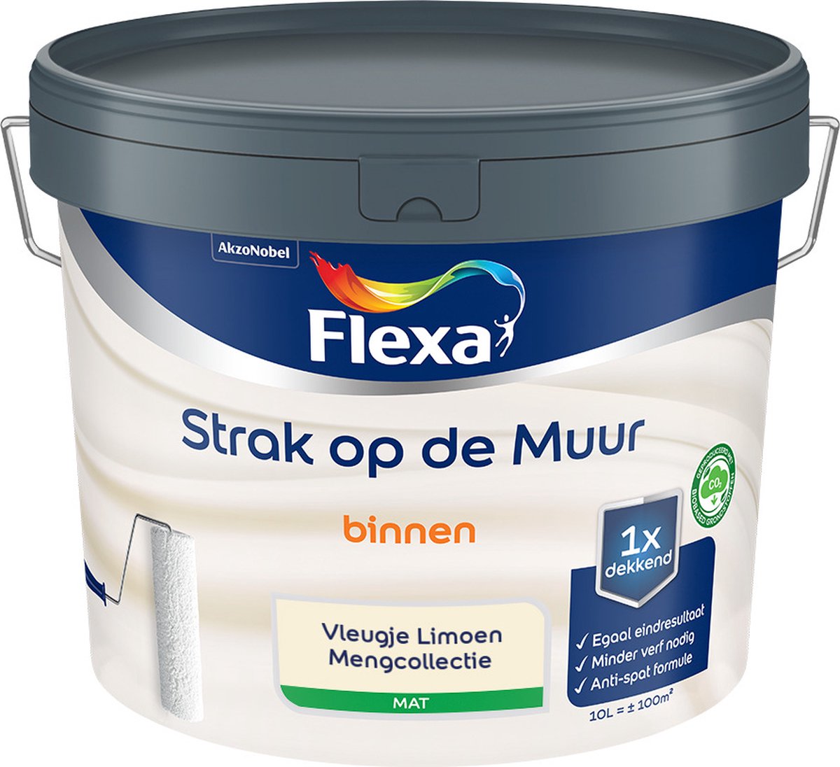 Flexa Strak op de Muur Muurverf - Mat - Mengkleur - Vleugje Limoen - 10 liter
