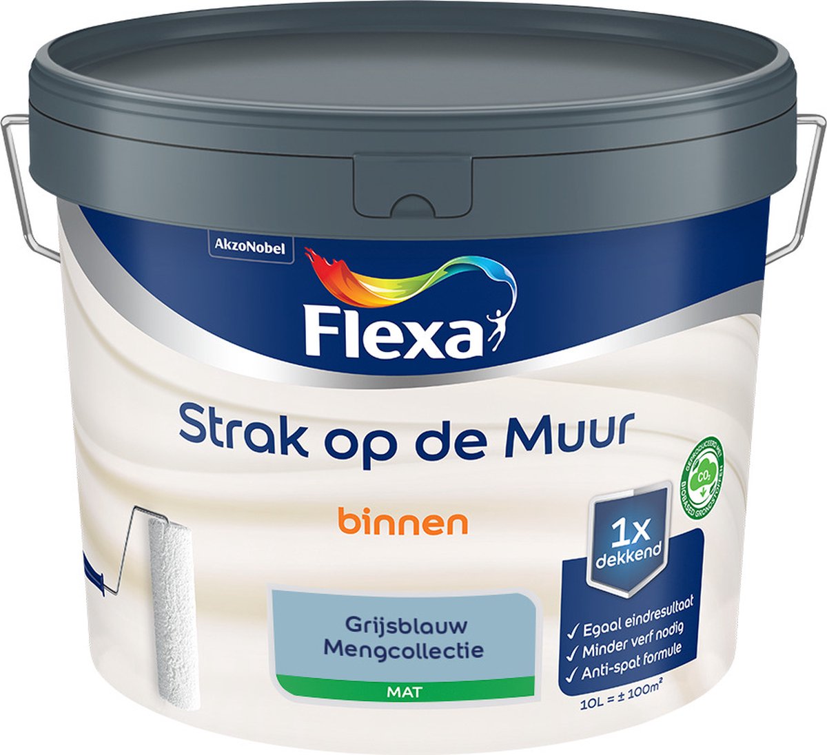 Flexa Strak op de Muur Muurverf - Mat - Mengkleur - Grijsblauw - 10 liter
