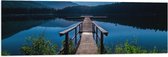 WallClassics - Drapeau - Jetty on Clear Blauw Water - 120x40 cm Photo sur Drapeau Polyester