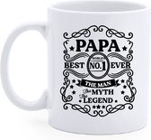 Bedrukte Koffie Beker Papa- Nummer 1  - Verjaardag   Geschenk - Thee mok -Vaderdag - The man - The legend - Quote mug
