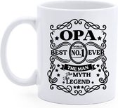 Bedrukte Koffie Beker Opa- Nummer 1 - Verjaardag Geschenk - Thee mok -Vaderdag - The man - The legend - Quote mug