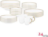 Service de vaisselle vtwonen - Wit- Or - Porcelaine - 24 pièces