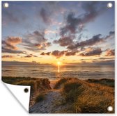 Tuindoek Kleurrijke zonsondergang boven de kalme duinen - 100x100 cm