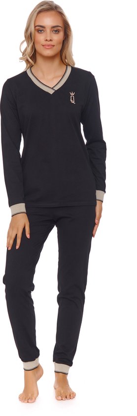 Doctor Nap Katoenen Pyjama Queen Dames Volwassenen Queen Zwart PM.4504 ...