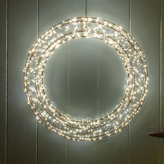 Christmas United - Lichtkrans voor binnen en buiten - Zwart frame en snoer - 800 LED - 50 cm diameter - Warm witte LED lampjes - Christmas United