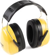 Pretex Professionele gehoorbescherming met SNR 31 dB, laag gewicht, traploos verstelbare hoofdband, CE-certificering, oorbescherming, geluidsbescherming, oorbeschermer Geel