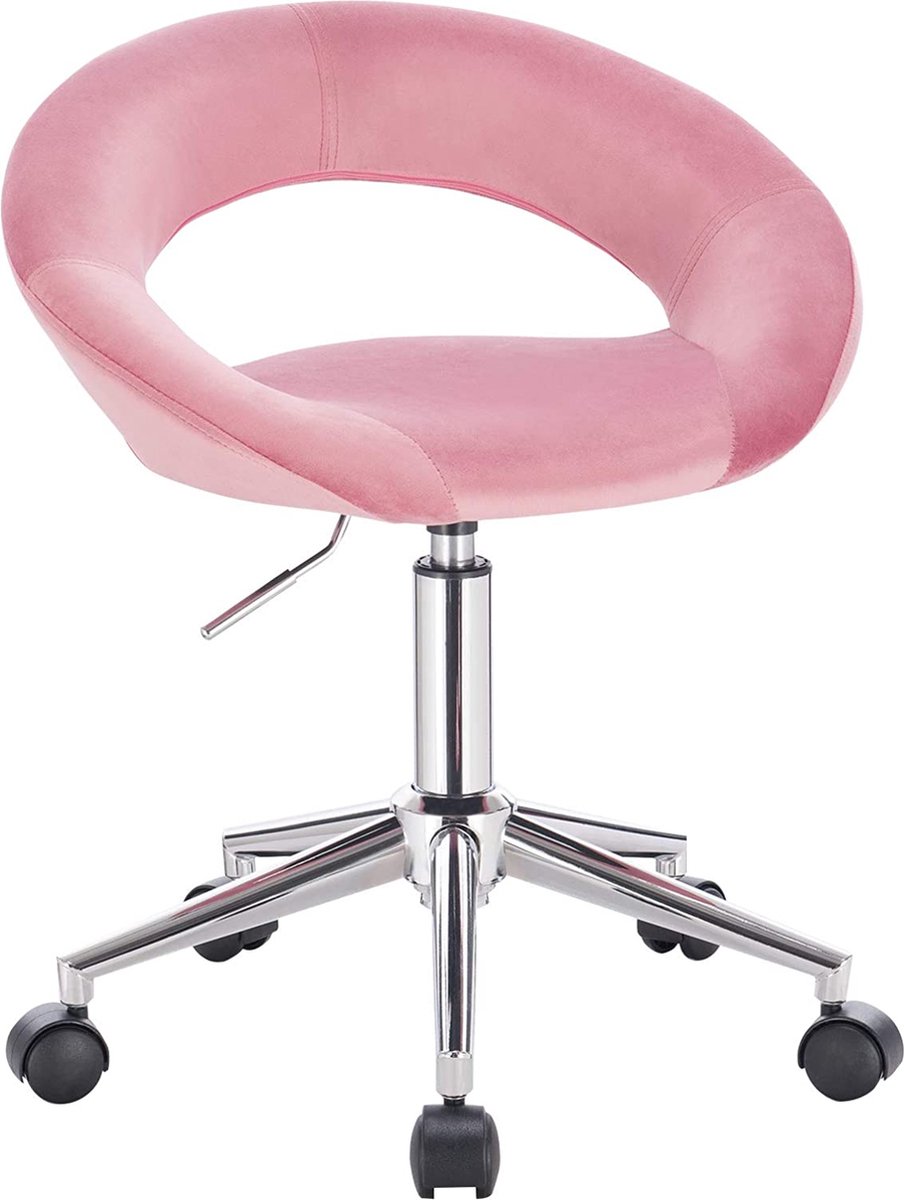 WOLTU 1 Bureaustoel computerstoel op wielen met fluwelen zitting,draaibare en verstelbare,Roze BS100rs