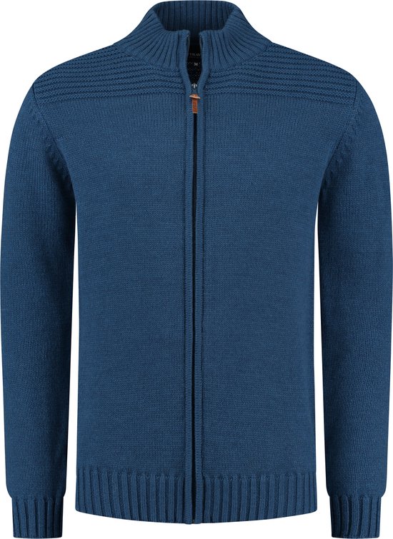 Lang gebreid vest donkerblauw • Prijs € 35,99 • online shop