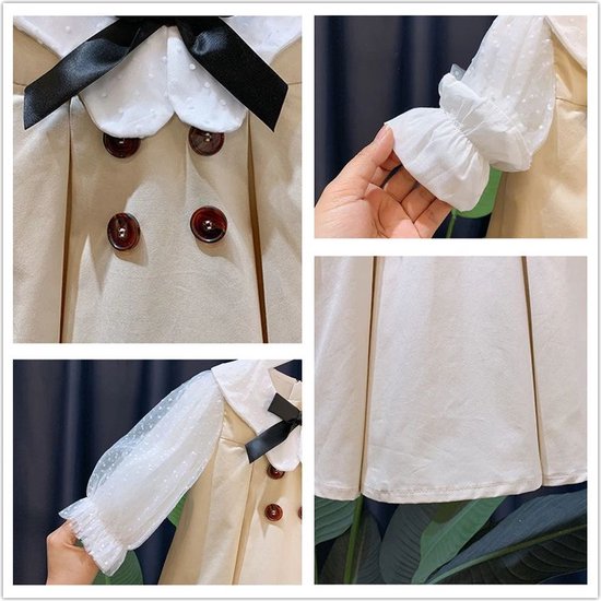 Baby jurk feestjurk kerstjurk khaki blazer look pof mouwen