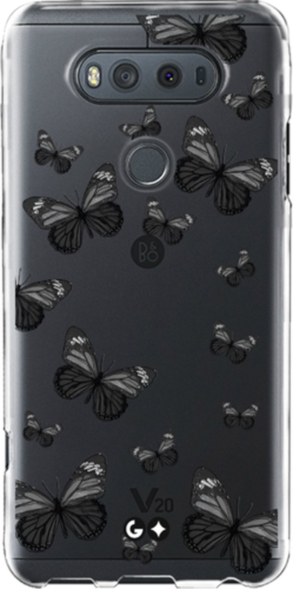 Telefoonhoesje geschikt voor LG LG V20 - Transparant Siliconenhoesje - Flexibel en schokabsorberend - Dierencollectie - Beauty Flies - Zwart