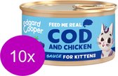 10x Edgard & Cooper Kitten Chunks Kip & Kabeljauw - Kattenvoer - 85g