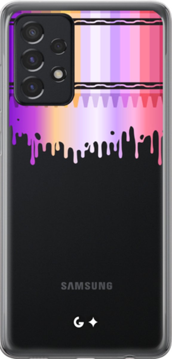 Telefoonhoesje geschikt voor Samsung Galaxy A72 - Transparant Siliconenhoesje - Flexibel en schokabsorberend - Patronencollectie - Color Drip - Oranje