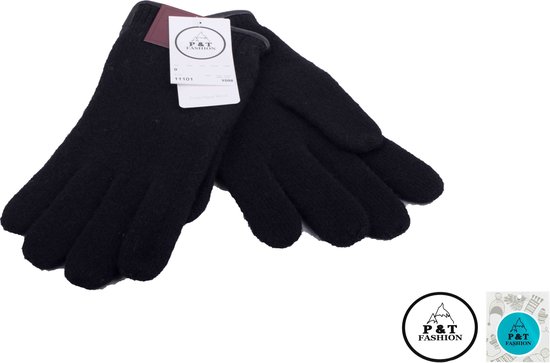 P&T Dames Handschoenen - Wol - Zwart - Maat 6,5