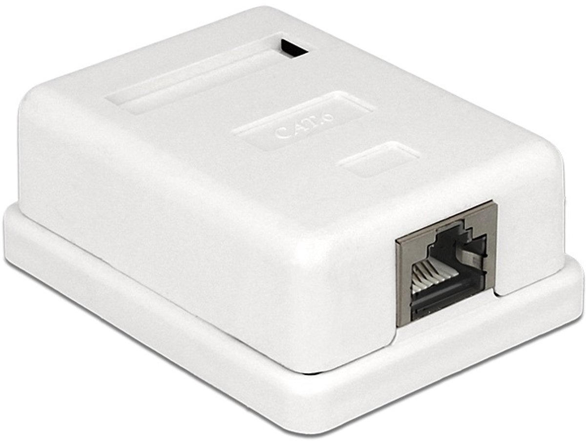 CAT6 Gigabit netwerk uitvoerdoos/montagedoos met 1 RJ45 poort - afgeschermd - tool-free / wit