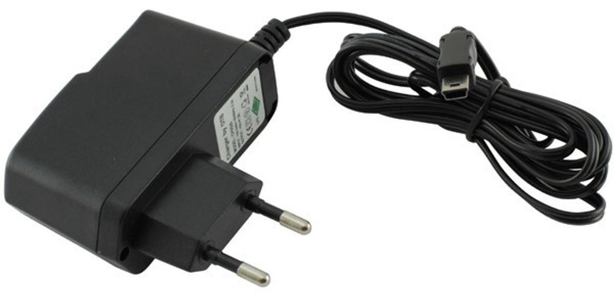 USB Mini B thuislader met vaste kabel - 2A / zwart - 1,2 meter
