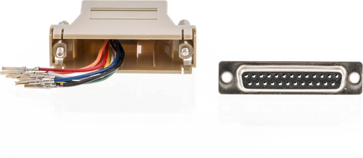 Seriële RS232 adapter 25-pins SUB-D (v) - RJ45 (v) / beige